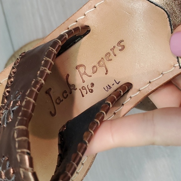 Jack Rogers Womens Thong Rose Gold Metallic Leather Sandals shoes sz 7 - Picture 13 of 13